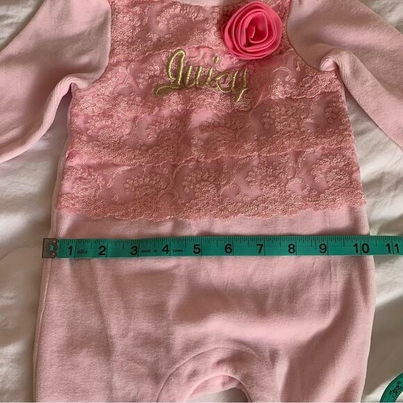 Juicy Couture Warm Plush Pink One Piece Zippered| 3-6 month | Gold Booties - Picture 9 of 12